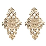 Dzsomt Holz Ornament 2 Stücke Ornamente für Möbel Holz Geschnitzte Möbel Appliques Schnitzerei Ornament Applique Frame Ornament Wandornamente Holz Applique Ornament Onlay Applique F