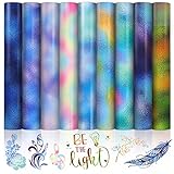 Souarts Plotterfolie Textil, Tie-Dye Farbe A4 Vinylfolie Transferpapier zum Aufbügeln Plotter, Wärmeübertragungsfolie Plotter für DIY T-Shirt Textil Handwerk Leder (Blau 9PCS)