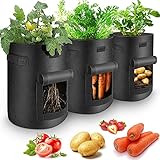 Pflanzsack 3 Stück 40L aus Vliesstoff , Pflanzentasche für Kartoffeln, Tomaten und Erdbeeren - Pflanzensack, Wiederverwendbar Pflanzbehälter Garten Wachsende Tasche,Atmungsak