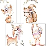 artpin® 4er Set Poster Kinderzimmer - A4 Bilder Babyzimmer - Deko Mädchen (P42)