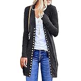 GesOes Damen Langarm Strickjacke Mode Herbst Casual Mantel Bluse Top Elegante Einfarbige Cardigan mit Tasche Buttons Slim Fit Lässige Langarmshirt Freizeitmäntel Frauen Teenager M