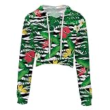EMPERSTAR Crop Damen Vintage Sweatshirt Digitaldruck Mode Kapuzenpullover blau Hoodie Kid L