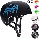 Deuba Atlantic Rift Skaterhelm Kinder Schwarz Verstellbarer Kinngurt Größe M BMX Helm Kinderhelm Skatehelm S