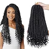 6 Packungen Goddess Faux Locs Häkelhaar 18 Zoll Straight Goddess Locs Häkelhaar Hippie Locs Synthetische Zöpfe Haarverlängerung