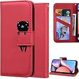 DodoBuy Hülle für iPhone SE/iPhone 8/iPhone 7, Cartoon Tiere Muster Magnetische Flip Cover PU Leder Schutzhülle Handy Tasche Brieftasche Wallet Case Ständer mit Kartenfächer - R