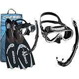 Cressi Pluma/Pluma Bag - Premium Flossen Set, Schwarz/Silber - Schnorchel Set, 41/42 & Unisex-Erwachsene Onda Mare Schnorchelset Tauchset Taucherbrille, Schwarz, Einheitsgröß