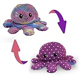 Toyfun Octopus Stimmugs Kuscheltier zum Wenden - in 3 Größen - Zum Laune ausdrucken - Geschenk für Kinder und Erwachsene - Reversible Mood Octopus Plü