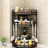 3 Tier Metall Eckregale for Küchentheke, Edelstahl Spice Organizer Storage Rack mit 4 Haken, Heavy Duty Cube Storage (Farbe: 24cm(w) (Color : 24cm(w))