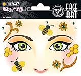 HERMA 15304 Face Art Sticker Honey Bee Gesicht Aufkleber Glitzer Sticker für Fasching, Karneval, Halloween, dermatologisch g
