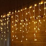 SHINEHUA LED Eiszapfen Lichter 1.5M Fairy String Lights, Lichtvorhang Für Zimmer, Traufe, Treppe, Geländer, Weihnachten, Party Deko (Yellow, OneSize)