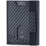 VON HEESEN® Slim Wallet mit Münzfach und RFID-Schutz I Leder Geldbeutel I Mini Geldbörse für Herren und Damen I Kartenetui Echtleder Karten Portemonnaie klein I Kreditkartenetui Carbon-Schw