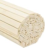 BELLE VOUS Bambus Holzstäbe Extra Lang zum Basteln aus Naturholz (100 STK) - 40cm Stabile Holzstäbchen Holzdübel Rechteckige Bastelstäbchen aus Holz Bambusstäbe Bambusstangen zum B