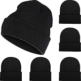 Geyoga Unisex Winter Beanies Mütze Strickmütze Bündchen Beanie Cap Kaltes Wetter Warm Strickmützen Schädel Caps, schwarz,