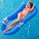 Myir Pool Hängematte mit Mesh, Aufblasbare Wasserhängematte luftmatratzen Liege Wasser Bett Floating Lounge Stuhl Schwimmbad Aufblasbarer Spielzeug für Erwachsene (Wasserhängematte Blau)