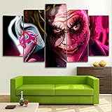 MPPSU Film-Joker Wanddekoration Wohnzimmer Leinwandbild Jugendzimmer Poster Set Modern 5 Teiliges Wandbild Bedroom Decor XXL Bilder Mit Rahmen 150 * 80