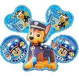 Paw Dog Patrol Chase Geburtstags XL Luftballons 5er Set Folienballon Hunde Team Hund Kindergeburtstag Deko Paw Dog Patrol Dekoration Mottoparty Party Herz Chas B