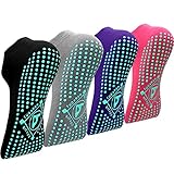 Yoga Socken Anti-Rutsch-Socken (4 Paare) für Damen Pilates, Yoga, Barre, Tanz, Ballett, Kampfsport, Trampolin, Fitness, Krankenhaus, Reha, Heim- und Körperbalance, Sox UK 4-10 / EU 35-43