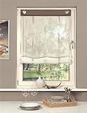 Home Fashion ÖSENRAFFROLLO Voile SCHERLI, Stoff, Stein, 140 x 95