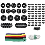 Seahelms Kabelhalter-Clips, selbstklebend, 3er-Pack Lade-/Datenkabel-Manager-Clips für UBS Datenstrom-Kopfhörer, Maus-Kabel im Büro oder zu H