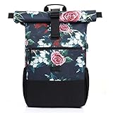 RJEU Rucksack Damen,Laptop Rucksack für 17.3 Zoll Laptop,Schulrucksack Frauen Mädchen Teenager mit USB-Ladebuchse für Arbeit,Universität,Schule,Reisen,Sportrucksack (Blume-26L)