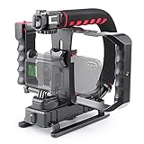 Zeadio Tripel Zubehörschuh Handheld Stabilisator mit Smartphone Video Rig, Video Aktion Handgriff Griff für Canon Nikon Sony Panasonic Pentax Olympus DSLR Kamera Camcorder und Smartp