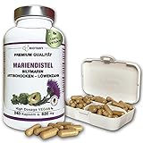 MARIENDISTEL, 240 Kapseln a 820mg, INKLUSIVE PILLENBOX, Hochdosierte Kapseln im 8 Monatsvorrat, Mit Artischocken und Löwenzahn, Hochdosiertes 80% Silymarin Extrakt, 100% Vegan, hohe Bioverfügbark