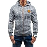 Herren-Kapuzenpullover mit Reißverschluss, langärmelig, Fleece, Gr. M - 3XL, hellgrau, L
