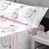 Catotex Kabely Kinder-Bettwäsche-Set aus Coralina-Stoff, 3-teilig (Bettlaken + Bettlaken + Kissenbezug), 210 g, super weich, Modell Lumpy (für 105 cm Bett – Farbe Rosa)