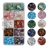 YANSHON Edelsteine mit Loch 10 Farben Halbedelsteine Perlen 4-8mm Steinperlen Edelsteine Beads Natürliche Heilsteine Lose Perlen Gemstone Beads Irregulär Stein für Halskette Armband Ohrring