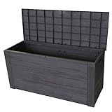 Auflagenbox in Holzoptik Gartenbox Anthrazit 300L / 120x46xH58cm Gartentruhe Kissenbox für Polsterauflag
