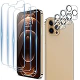 LK Schutzfolie Kompatibel mit iPhone 12 Pro Panzerglas, 6.1 Zoll, 3 Panzerfolie und 3 Kamera Folie, 9H Härte 12 Pro Panzerglasfolie, HD Klar Displayschutz, Kratzen, B