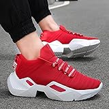 ML S HJDY Männer Trainer Athletische Schuhe Beiläufige Athletische Wanderschuhe Elastische Stoff Atmungsaktiv Nichtrutschen Verschleißsicher,Rot,44