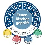 Feuerlöscher geprüft Prüftermin Wartungsplakette Prüfplakette Wartung 20mm Ø blau (500 Stück)