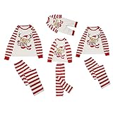Weihnachtspyjama Familie Set Schlafanzug Winter Pyjamas Schönes Schlafshirt Oberteil mit Hirsch Aufdurck Karierte Hose Baumwolle Hausanzug Sleepwear Bequemes Nachtwäsche für E