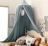 Betthimmel Babybett, Kinder Moskitonetz Spitze Baldachin, Mädchen Prinzessin Baumwolle Bettvorhang für Spiel Lesen Schlafzimmer Ankleidezimmer (Hellgraublau)