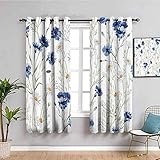 KOEWSN Blickdichte Gardinen - Blau Blumen Gänseblümchen Frisch 2Er-Set Gardinen, Verdunkelung Mit Ösen Für Schlafzimmer, Wohnzimmer Geeignet Für Kinderzimmer/Schlafzimmer/Hotel/Büro 140x245