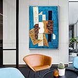 LYFWIN Picasso BerüHmte Abstrakte Bild Geometrische Figuren Poster Und Drucke Picasso Leinwand Wand Bilder Bilder FüR Wohnzimmer Wohnkultur 60x90cm Kein R