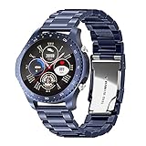 NONGLAN 1.28 Zoll Smart Uhr Herzfrequenz Blutdruck Sauerstoffmonitor Körper Temperaturmessung Smartwatch Für Männer(Color:Blau)