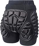 COOLOMG Schutzhosen Snowboard Shorts 3D Gepolstert Protektorhose Atmungsaktive für Kinder Herren Damen Skater Schwarz S