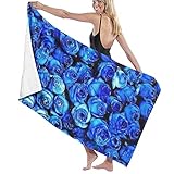 Mikrofaser Handtücher Strandtuch Badetuch,Blaue Rose,Pflegeleicht Badetuch Handtücher,für Bad Kinder,64x32I