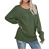 Langarmshirt Pulli Damen Langarm Sweater Herbst Winter Pullover O-Ausschnitt Langarm Jumper Sweater Solide Bluse Tuniken FüR Teenager Mädchen Casual Lose Sweatshirt Lang Ärmel Streetw