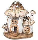 dekojohnson Windlicht-Pilzhaus Teelichthalter Kerzenhalter Deko-Pilz Pilz-Häuschen Herbstdekoration Weihnachtsdeko Feenhaus 22x12x18 cm Gartendek