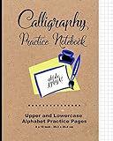 Calligraphy Practice Notebook: Upper and Lowercase Calligraphy Alphabet for Letter Practice, 8' x 10',20.32 x 25.4 cm, 124 pages, 60 practice pages, ... case, Soft Durable Matte Cover (Classic)
