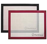 BACKHAUS FlexBake Premium Antihaft Silikon Backmatte [x2] 100% BPA-Frei, Wiederverwendbar Backunterlage | 5 Jahre Garantie | 40x30cm - Schwarz und Burg