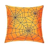 Halloween-Kissen-Abdeckung weiche dekorative Spinne Muster Kissenbezug-Kissenbefestigungs-Night-Trick oder Kissenbezug Happy Halloween-Leinen-Sofa-Bett-Wurfkissenbezug 45x45cm (keine Einsätze)