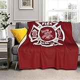 Firefighter Fire Rescue Sherpa-Fleece-Überwurfdecke – 127 x 153 cm, Winter warme Plüsch-Thermodecke, gemütlich, weiche Decke für Bett, Sofa, Reisen, Bü