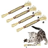 HONGBOZHIXUAN Cat Chewing Toy,Katzenminze Sticks für Katzen,Katzen Zahnpflege Spielzeug,Kausticks für Katzen,Katzenminze Spielzeug,Katzenminze Sticks Bio,Interaktives Katzenspielzeug (4 Stück)