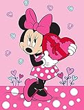 Minnie Mouse Kinder-Zimmer-Teppich Herz Rosa Pink 100 cm x 133 cm rutschhemmend lärmhemmend Kinderteppich Spiel-Teppich Spielunterlage Mädchen-Teppich Disney Minnie Maus Mickey Maus Sweet Love G