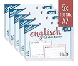 Häfft Vokabel-Karten A7 Englisch liniert, 500 Stück | 2 Seiten: Englisch/Deutsch | Ampel-Prinzip für das Langzeitgedächtnis | passend für gängige Lernboxen, handlich für unterweg