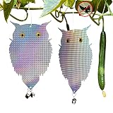 Gxhong Vogelabwehr Reflektierende Eule mit Glöckchen, Vogelschreck Vogelscheuche Eule Hängende Eule Vogel Eule Vogelschreck Balkon für Taubenabwehr, Vogelabwehr Taubenschreck, 2 Stück